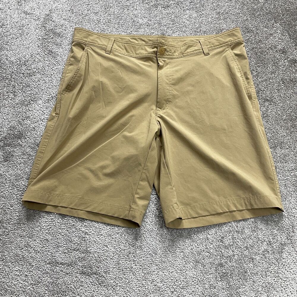 Columbia Mill Creek Chino Shorts Men W40 Brown Solid Regular Fit Stretch Outdoor